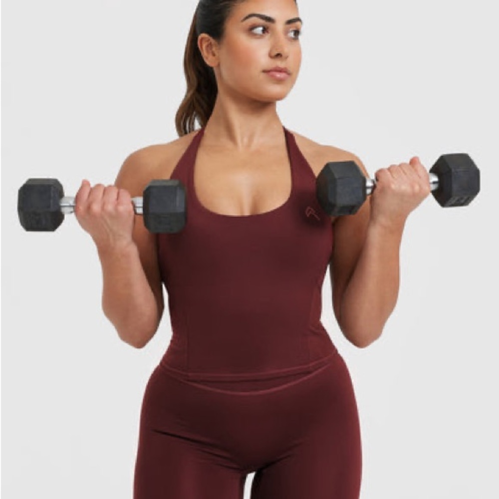Oner Active 2 piece set! Wine Halter Crop Tank and High Rise shorts